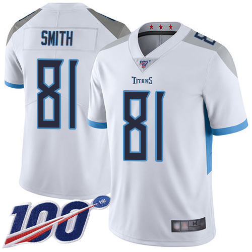Tennessee Titans Limited White Men Jonnu Smith Road Jersey NFL Football #81 100th Season Vapor Untouchable->women nfl jersey->Women Jersey